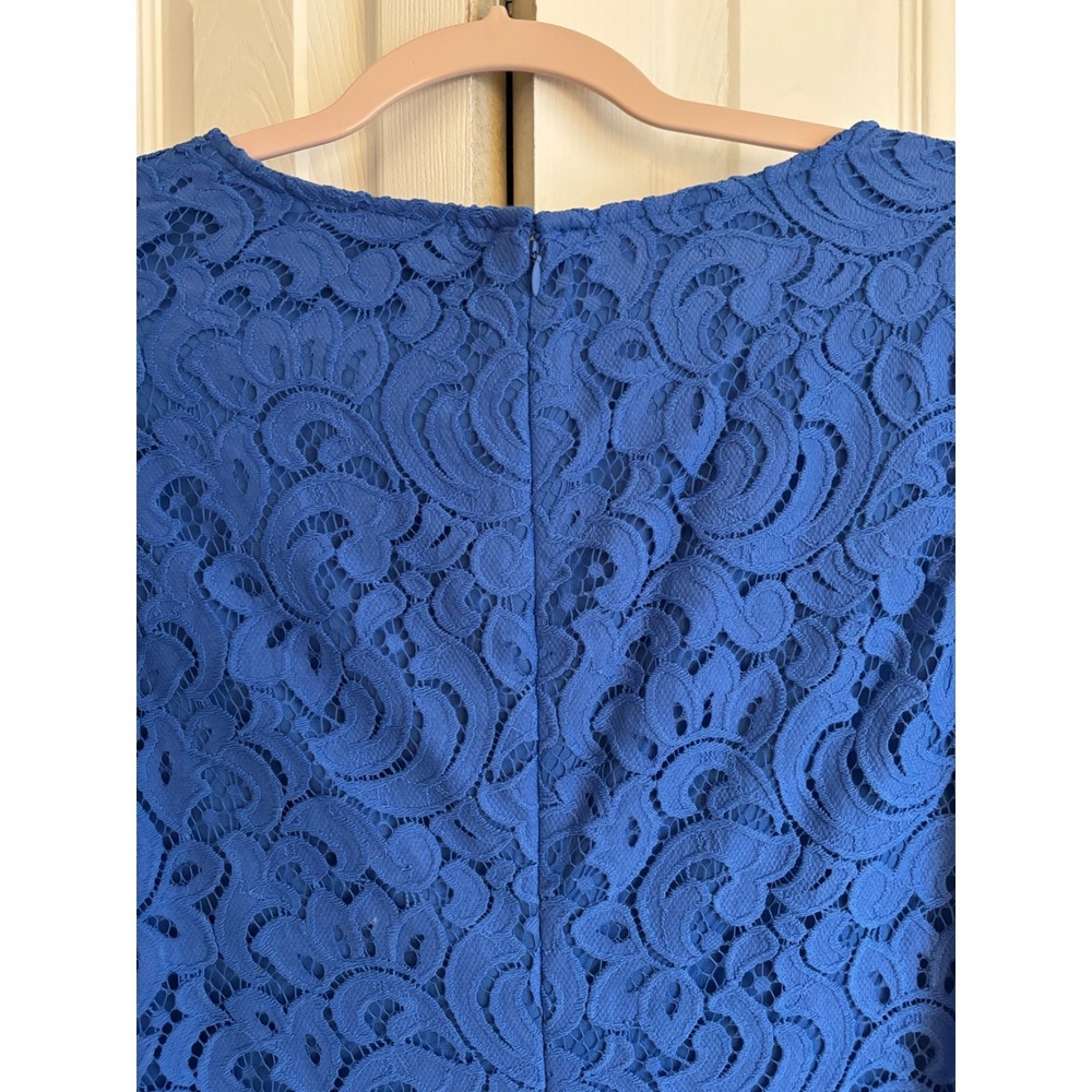 Kasper Blue Lace Sheath Dress Size 8 NWT Lined Cocktail Brunch Office MSRP $99 - Picture 8 of 8